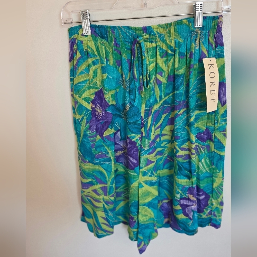 Koret High Waist Shorts Elastic Grandmacore Womens Medium NWT Vintage Tropical